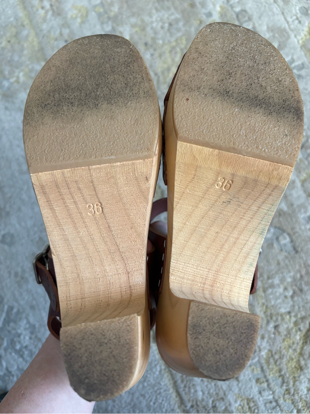 Anthropologie Sandgrens Swedish Handmade Wooden Clog Sandal Rio High Sz 36 5.5 — image 6 of 8